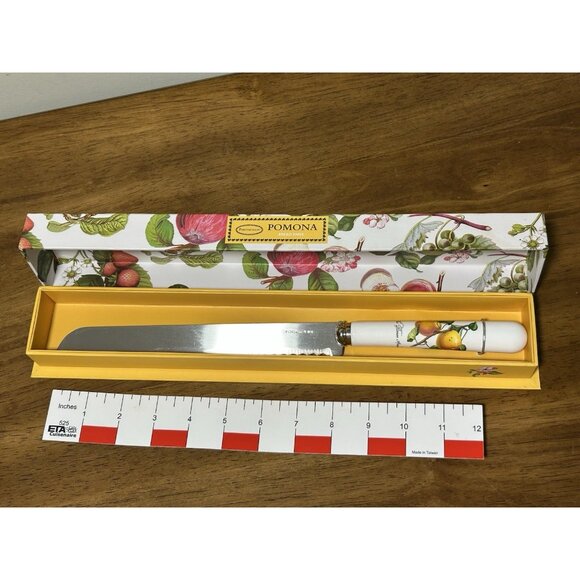 New Portmeirion Botanic Garden Stainless Steel Bread Knife Porcelain Handle - Picture 4 of 7